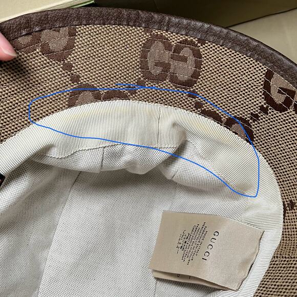 GUCCI Jumbo GG Canvas Bucket Hat Camel/Ebony - Picture 7 of 12